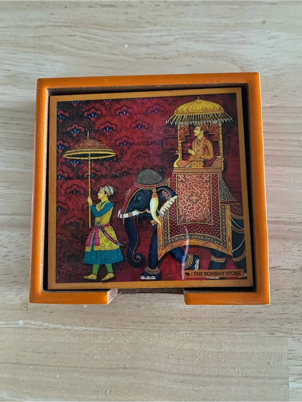 The Bombay Store 4 Piece Coaster Set Never Used King Procession From India